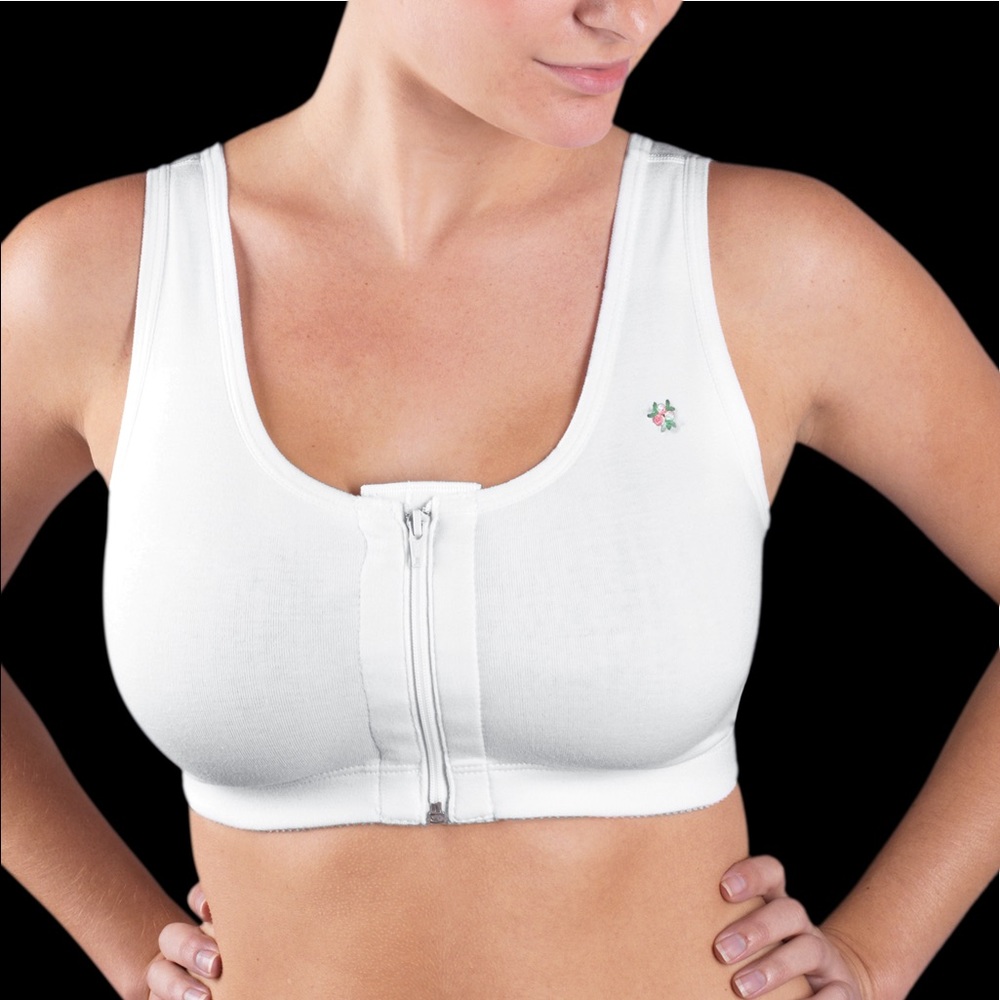 Front Zippered High Support Cotton Sports Bra